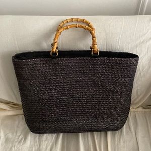Vintage Jennifer Moore wicked braided tote with bamboo handle